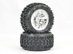 FTX Carnage Mounted Wheels And Tyres (2) - Chrome